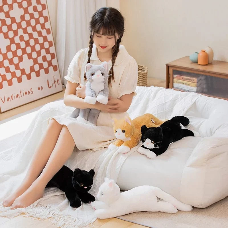 53CM Niedlich Simulierte Katze Puppe Plüsch Spielzeug Gefüllte Weiche Tier Plüsch weiß Grau Kätzchen Kissen Kinder Mädchen Geburtstag Geschenk Haustier Spielzeug Deco