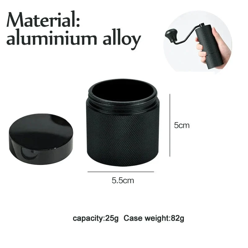 Pulverbehälter für manuelle Kaffeemühle, Aluminiumlegierung, Verbesserter CNC-Schleifkernlager-Kaffeebohnen-Mahlbehälter, Pulverbehälter