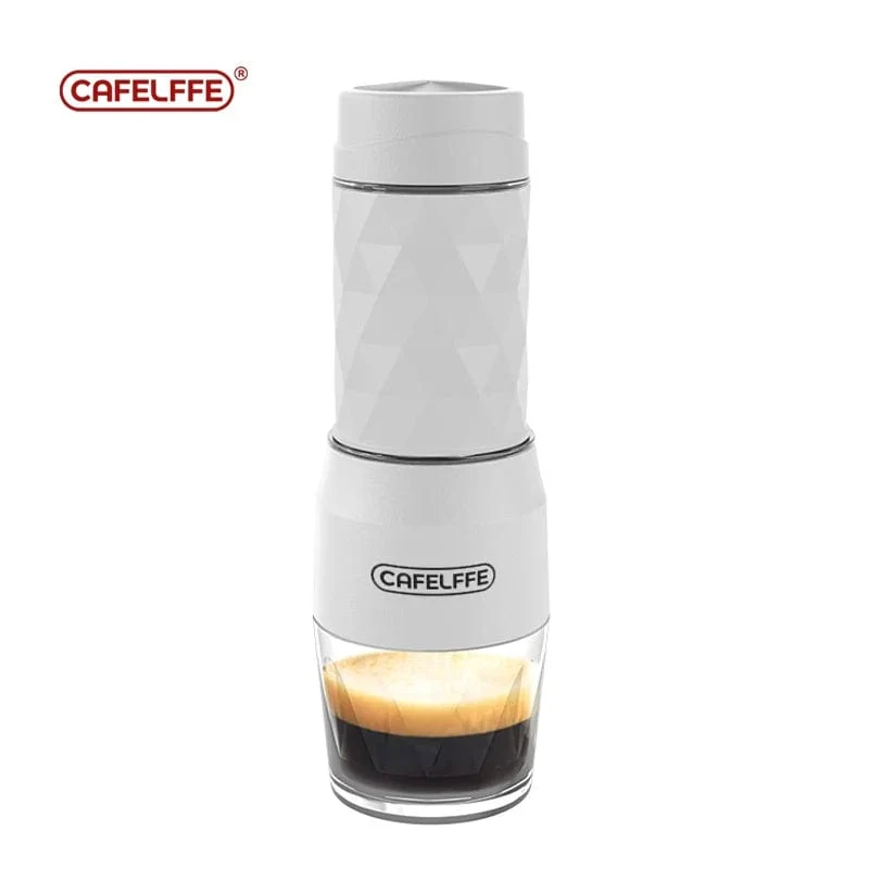 Cafelffe 3-in-1 tragbare Kaffeemaschine, Heiß-/Kaltwasser, manuelle Espressomaschine für Kapseln und gemahlenen Kaffee, Handpresse, Brüher, Wandern, Reisen