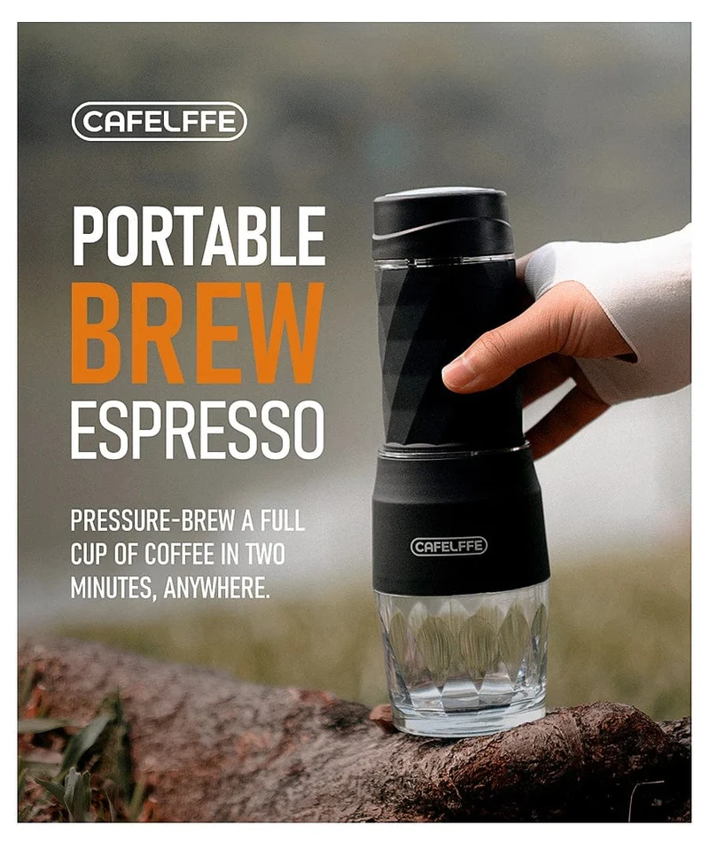 Cafelffe 3-in-1 tragbare Kaffeemaschine, Heiß-/Kaltwasser, manuelle Espressomaschine für Kapseln und gemahlenen Kaffee, Handpresse, Brüher, Wandern, Reisen