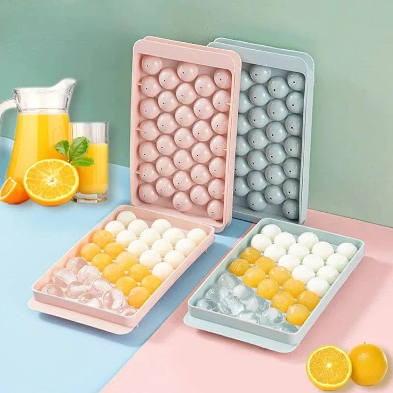 33 Eiswürfelschalen für den Gefrierschrank, Eisballform, Mini-Kreis, runde Eiswürfelform mit Deckel, Herstellung von PCs für Cocktails und Whisky