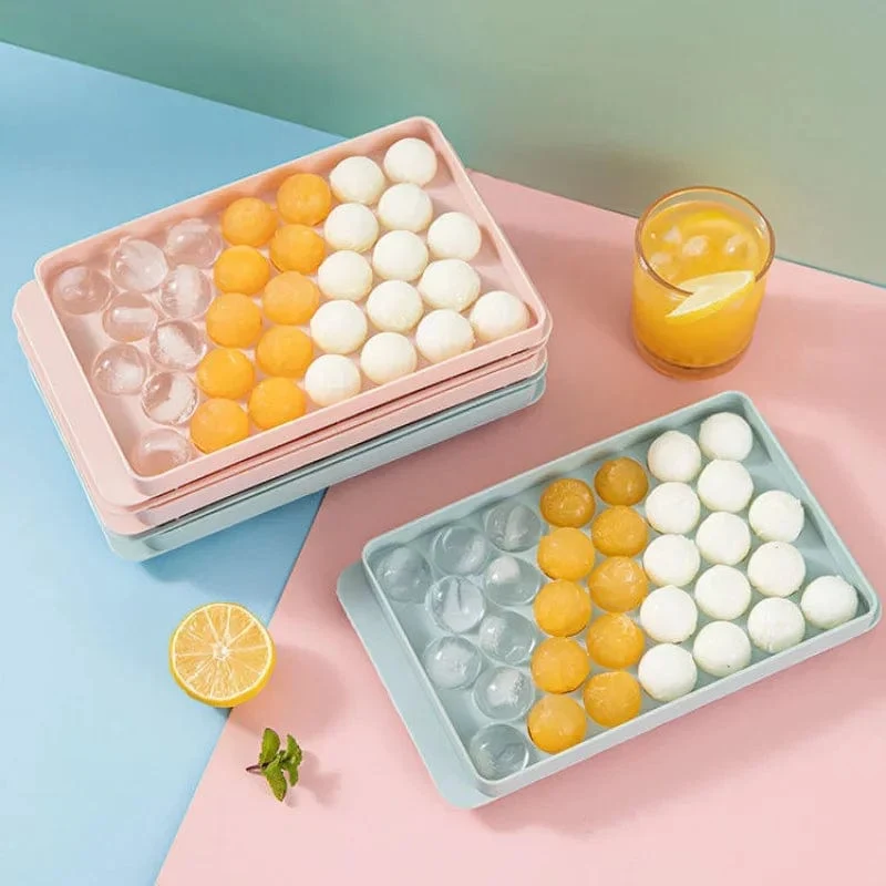 33 Eiswürfelschalen für den Gefrierschrank, Eisballform, Mini-Kreis, runde Eiswürfelform mit Deckel, Herstellung von PCs für Cocktails und Whisky