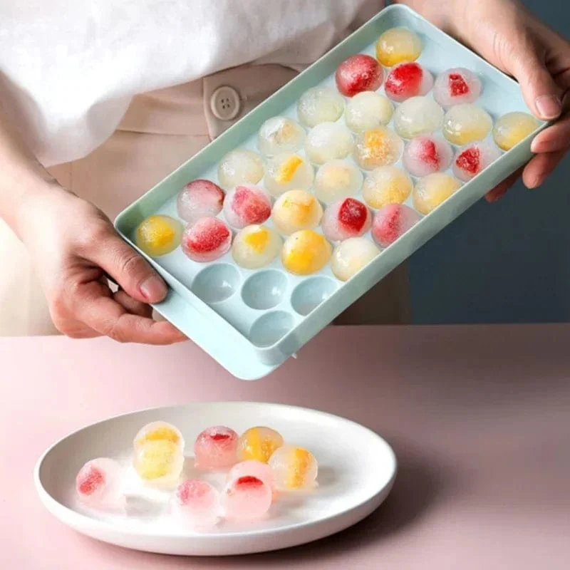 33 Eiswürfelschalen für den Gefrierschrank, Eisballform, Mini-Kreis, runde Eiswürfelform mit Deckel, Herstellung von PCs für Cocktails und Whisky
