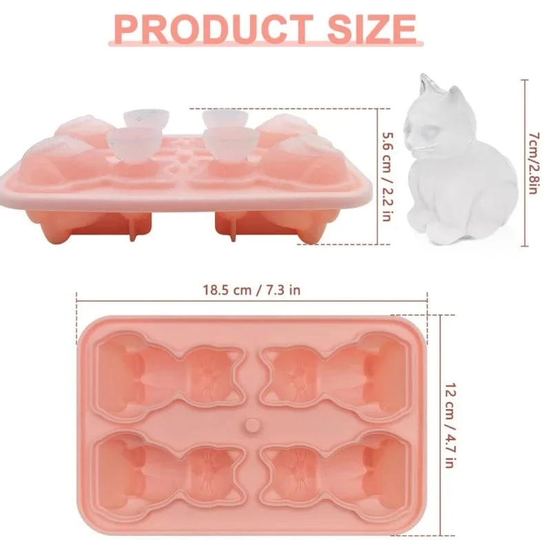 1 Stück 3D-Katzen-Eisblockform, leicht zu lösendes Silikon-Eishockeygerät, Haushaltsküchen-Eisherstellungsform, BPA-frei