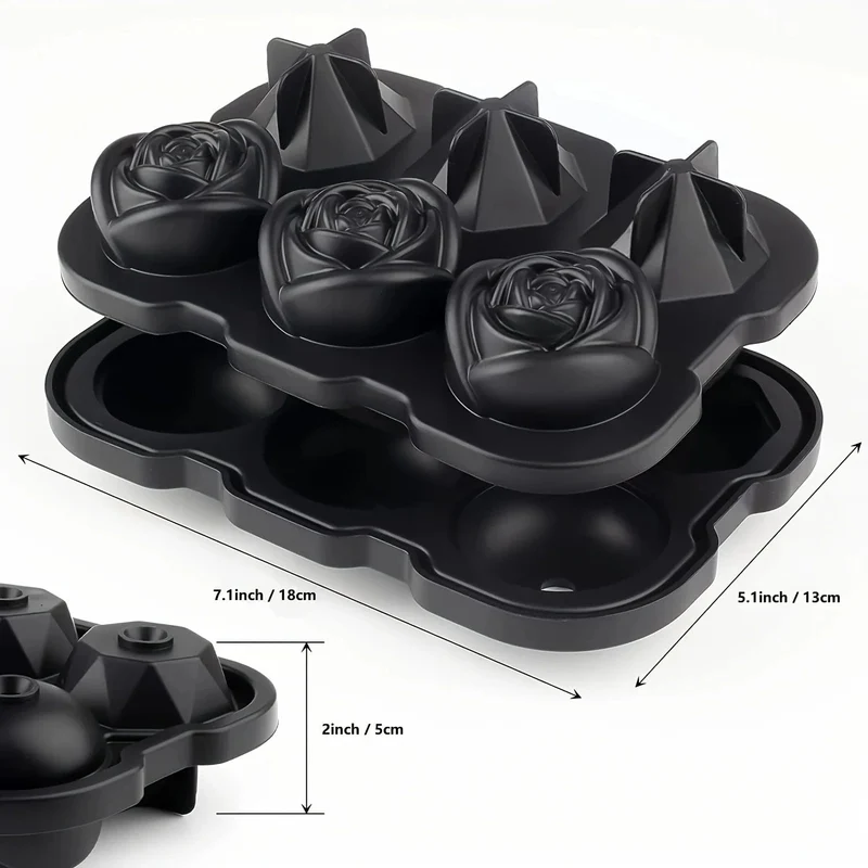 Eiswürfelform in Diamantrosenform, lebensmittelechtes Silikon, quadratisch, rund, Eiswürfelform, hochwertige Form für die Getränkezubereitung in Bars