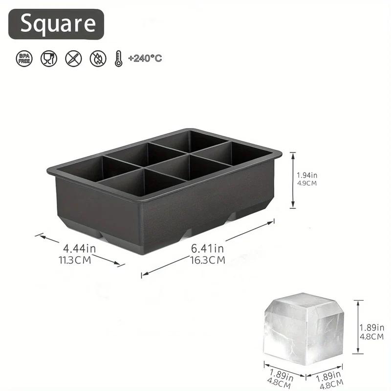 Eiswürfelform in Diamantrosenform, lebensmittelechtes Silikon, quadratisch, rund, Eiswürfelform, hochwertige Form für die Getränkezubereitung in Bars