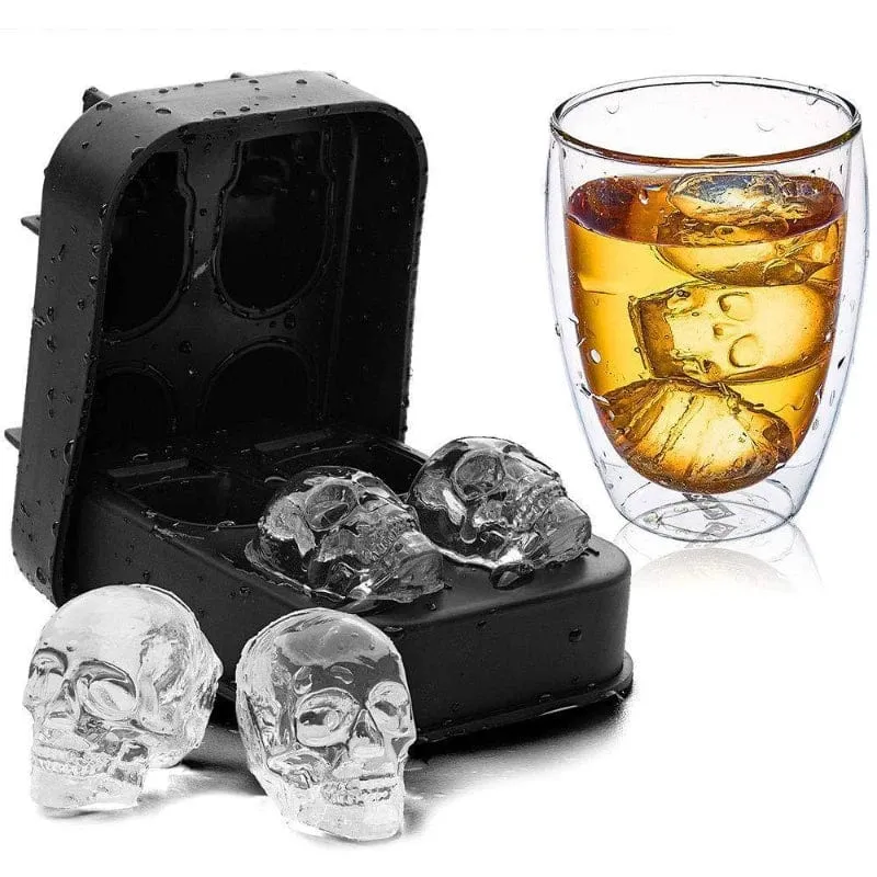 3D Totenkopf Silikonform Eiswürfelschale Form Eiswürfelbereiter Eisballform Whisky Wein Cocktail Eiswürfelform Eisballform