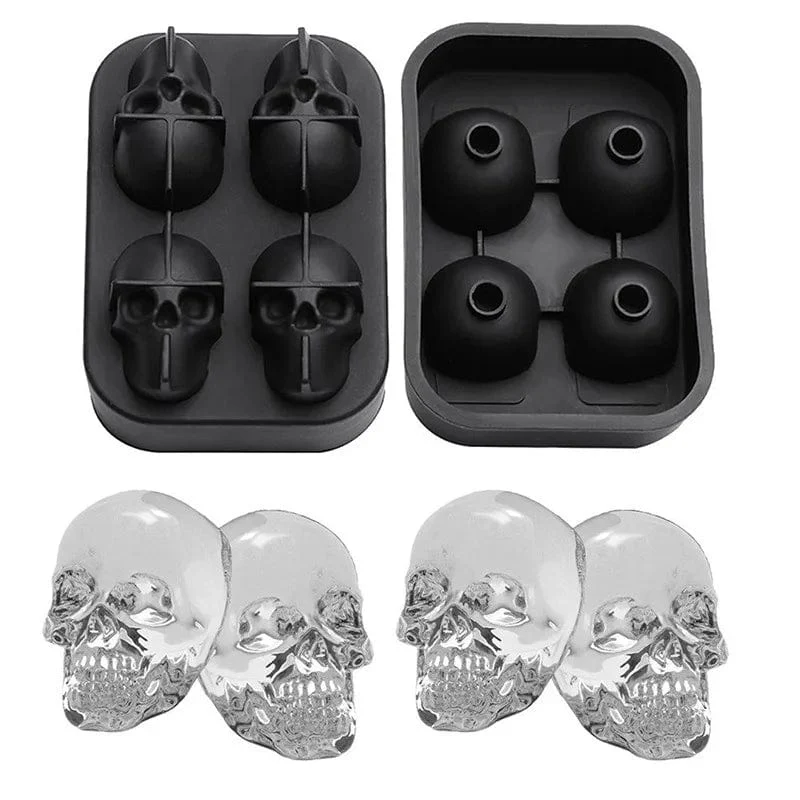 3D Totenkopf Silikonform Eiswürfelschale Form Eiswürfelbereiter Eisballform Whisky Wein Cocktail Eiswürfelform Eisballform