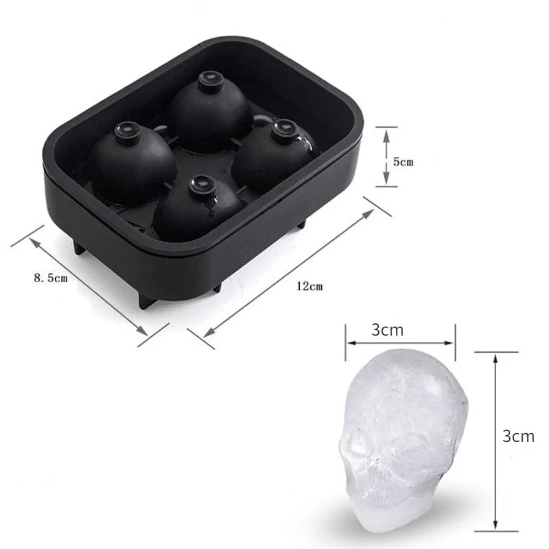 3D Totenkopf Silikonform Eiswürfelschale Form Eiswürfelbereiter Eisballform Whisky Wein Cocktail Eiswürfelform Eisballform