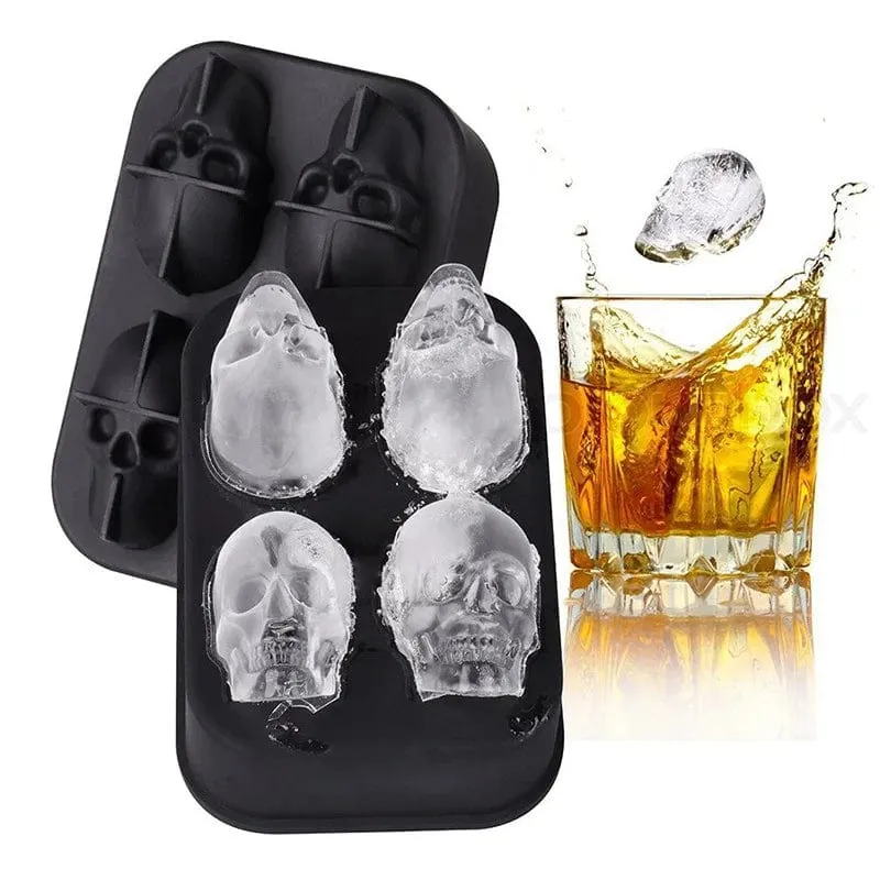3D Totenkopf Silikonform Eiswürfelschale Form Eiswürfelbereiter Eisballform Whisky Wein Cocktail Eiswürfelform Eisballform