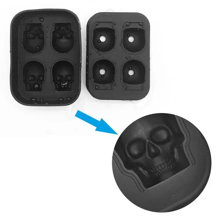 3D Totenkopf Silikonform Eiswürfelschale Form Eiswürfelbereiter Eisballform Whisky Wein Cocktail Eiswürfelform Eisballform