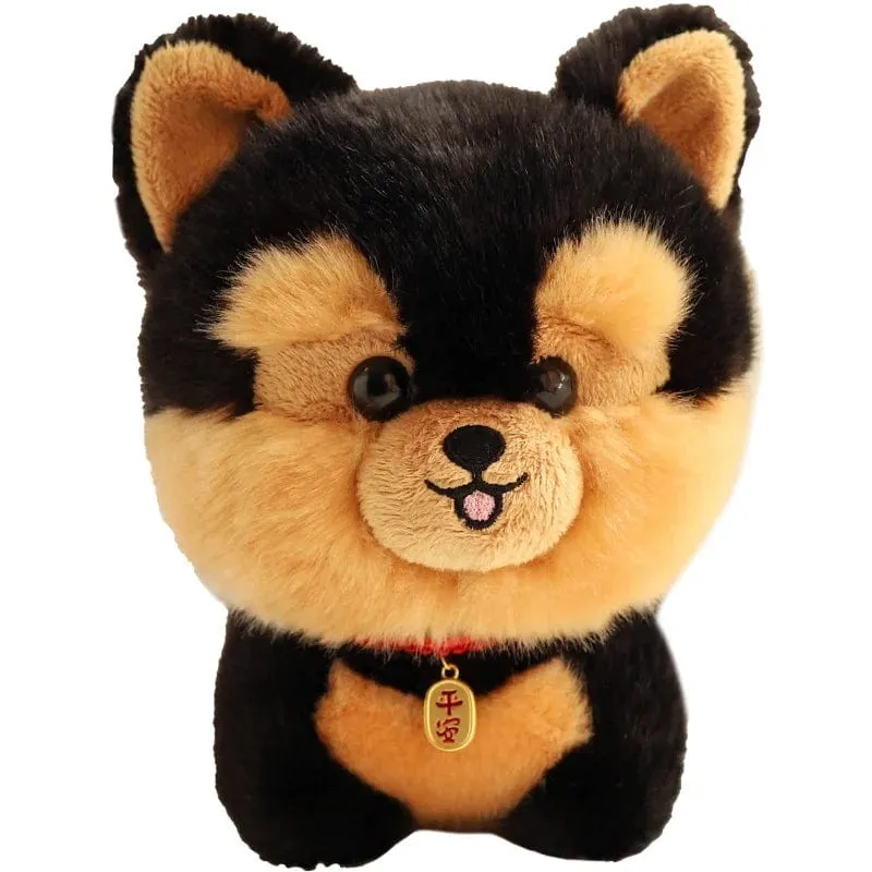 ZU Kawaii Teddy Pets Lebensechte flauschige Welpen-Weichpuppe Süße kleine Chow Pomeranian Corgi Yorkie Plüschtiere mit Charm-Geschenk für Mädchen