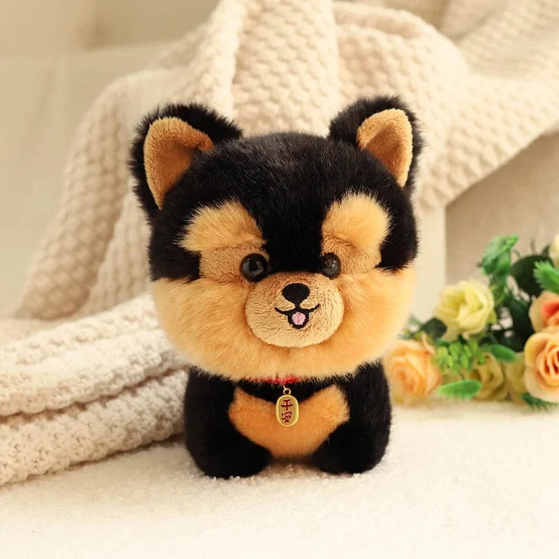 ZU Kawaii Teddy Pets Lebensechte flauschige Welpen-Weichpuppe Süße kleine Chow Pomeranian Corgi Yorkie Plüschtiere mit Charm-Geschenk für Mädchen