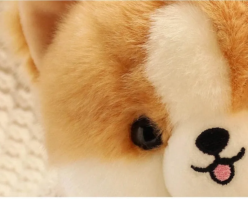 ZU Kawaii Teddy Pets Lebensechte flauschige Welpen-Weichpuppe Süße kleine Chow Pomeranian Corgi Yorkie Plüschtiere mit Charm-Geschenk für Mädchen
