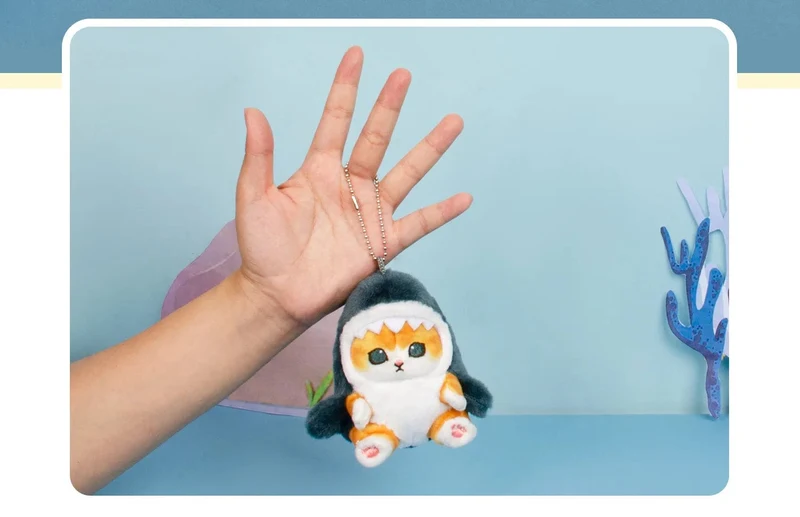 12cm Cartoon Niedlichen Hai Gebratene Garnelen Katze Plüsch Puppe Anhänger Charme Paket Anhänger