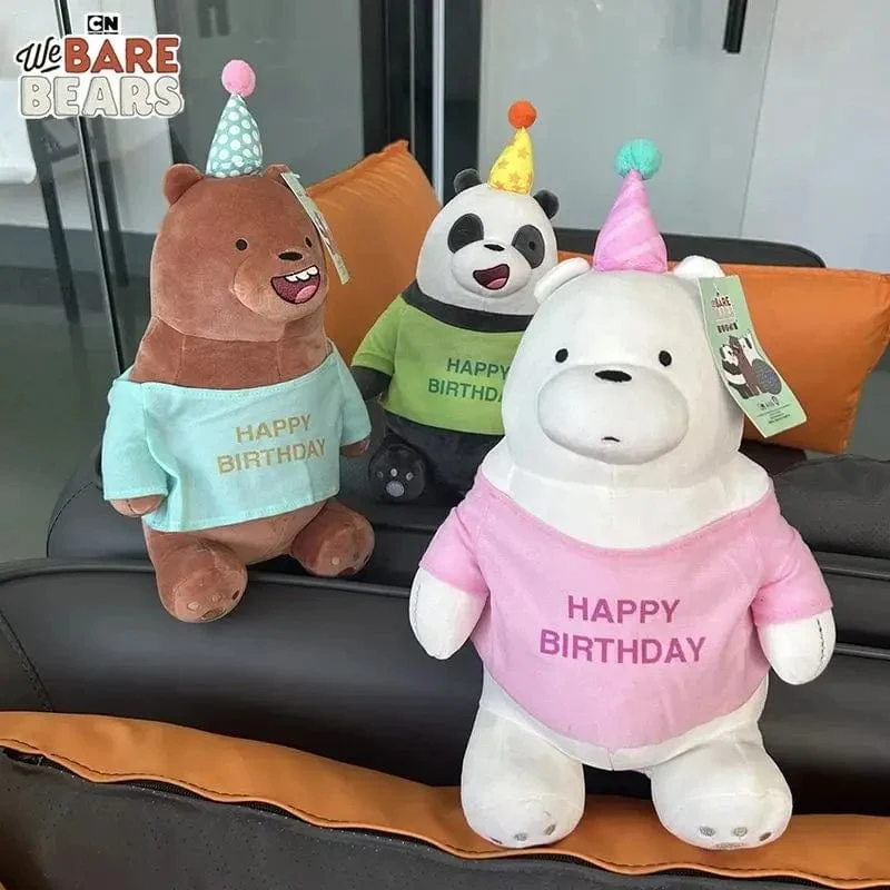 25 cm Original Kawaii We Bare Bears Spielzeug Happy Birthday Serie Plüschtier Cartoon Ice Bear Grizzly Panda Gefüllte Puppe Geschenk