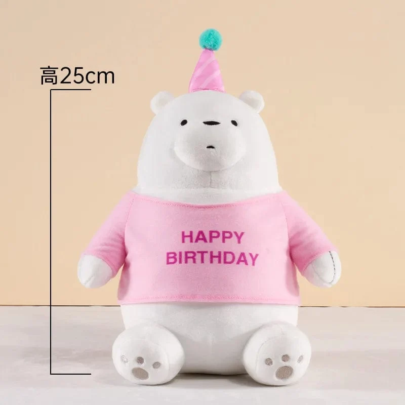25 cm Original Kawaii We Bare Bears Spielzeug Happy Birthday Serie Plüschtier Cartoon Ice Bear Grizzly Panda Gefüllte Puppe Geschenk