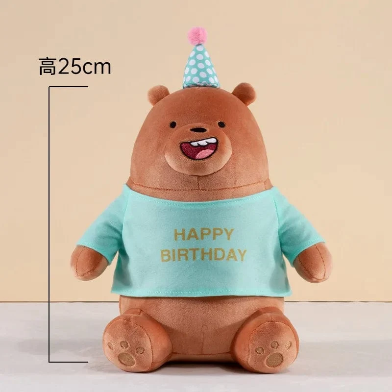 25 cm Original Kawaii We Bare Bears Spielzeug Happy Birthday Serie Plüschtier Cartoon Ice Bear Grizzly Panda Gefüllte Puppe Geschenk