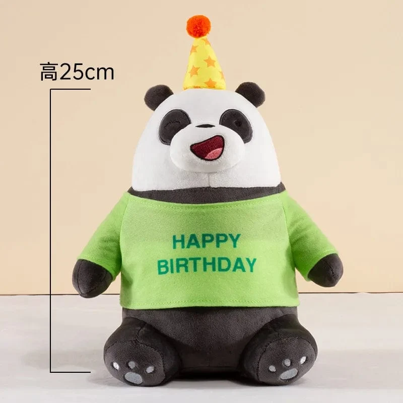 25 cm Original Kawaii We Bare Bears Spielzeug Happy Birthday Serie Plüschtier Cartoon Ice Bear Grizzly Panda Gefüllte Puppe Geschenk