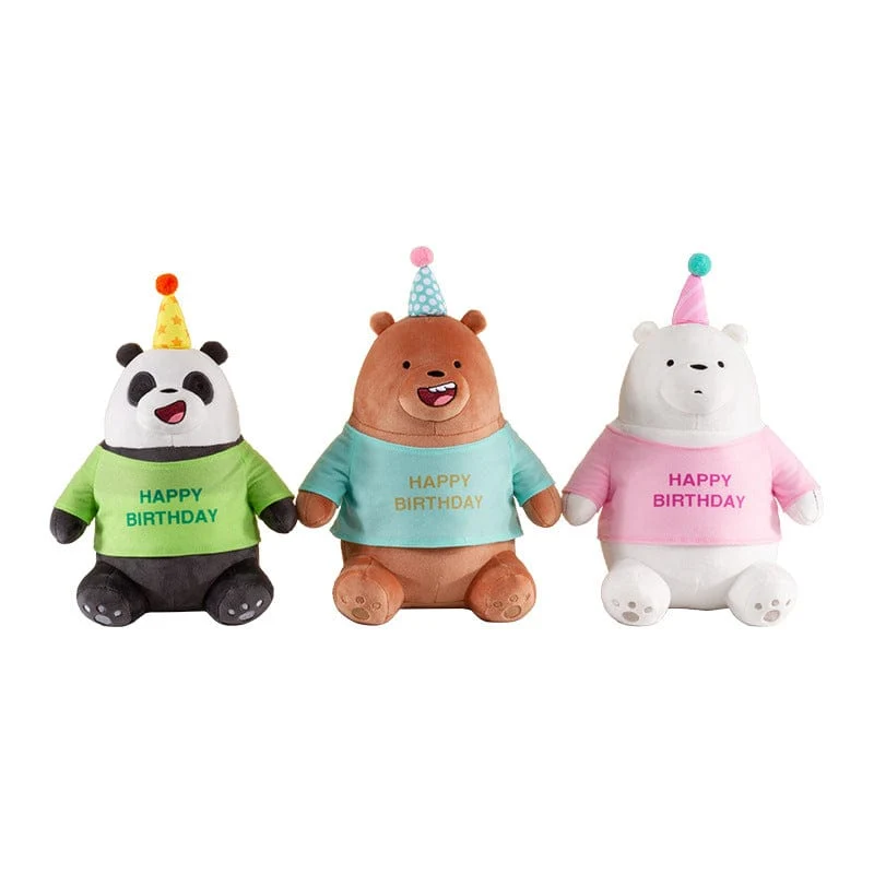 25 cm Original Kawaii We Bare Bears Spielzeug Happy Birthday Serie Plüschtier Cartoon Ice Bear Grizzly Panda Gefüllte Puppe Geschenk