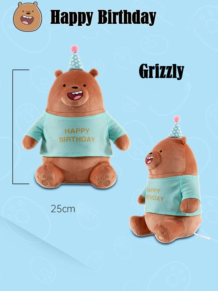 25 cm Original Kawaii We Bare Bears Spielzeug Happy Birthday Serie Plüschtier Cartoon Ice Bear Grizzly Panda Gefüllte Puppe Geschenk