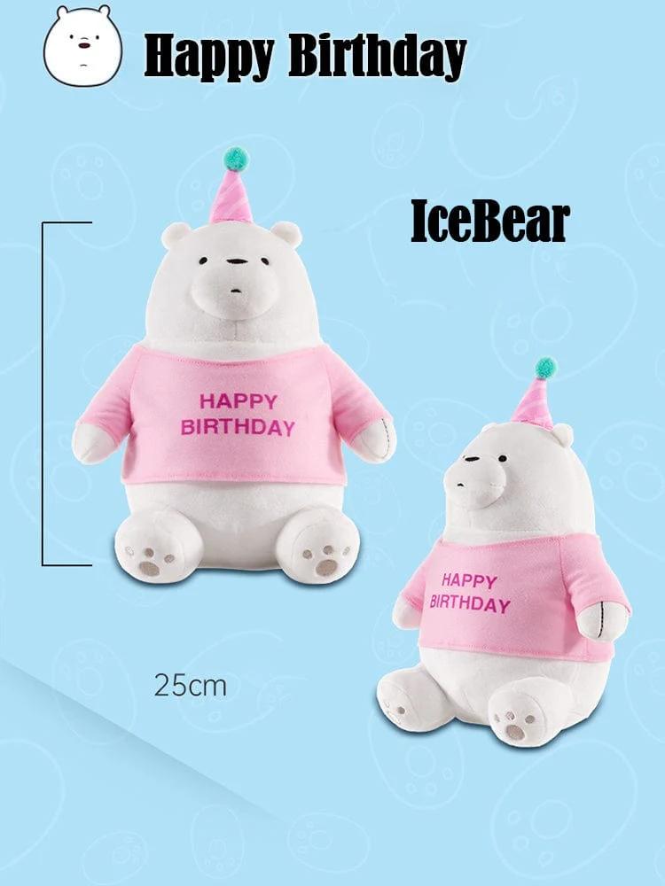 25 cm Original Kawaii We Bare Bears Spielzeug Happy Birthday Serie Plüschtier Cartoon Ice Bear Grizzly Panda Gefüllte Puppe Geschenk