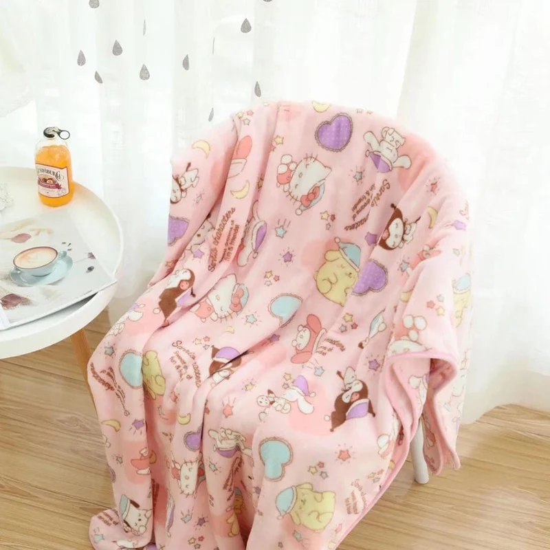 Cartoon Hello Kitty Plüschdecke Anime Flanell Kissenbezug Kawaii Sanrio Zimmerdekor Nickerchen Klimaanlage QuiltFeines Geschenk für Mädchen