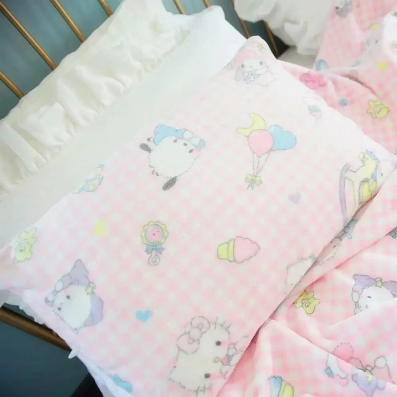 Cartoon Hello Kitty Plüschdecke Anime Flanell Kissenbezug Kawaii Sanrio Zimmerdekor Nickerchen Klimaanlage QuiltFeines Geschenk für Mädchen
