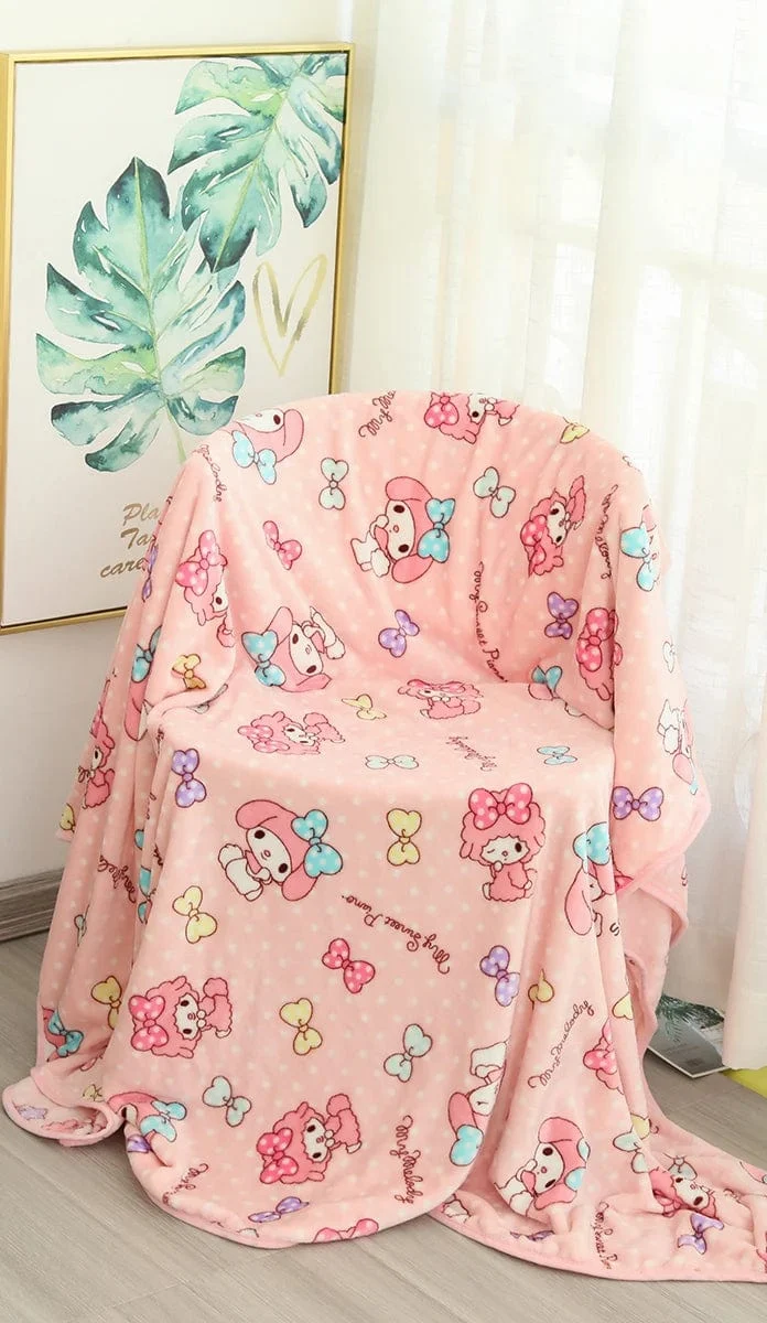 Cartoon Hello Kitty Plüschdecke Anime Flanell Kissenbezug Kawaii Sanrio Zimmerdekor Nickerchen Klimaanlage QuiltFeines Geschenk für Mädchen