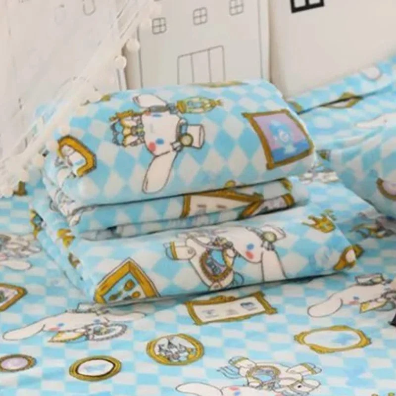 Cartoon Hello Kitty Plüschdecke Anime Flanell Kissenbezug Kawaii Sanrio Zimmerdekor Nickerchen Klimaanlage QuiltFeines Geschenk für Mädchen