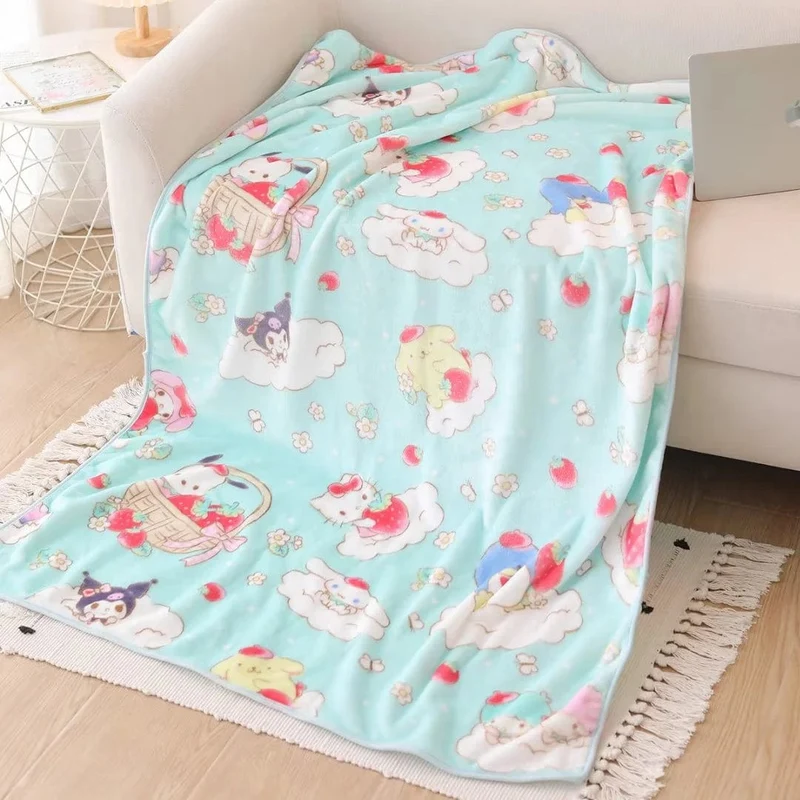 Cartoon Hello Kitty Plüschdecke Anime Flanell Kissenbezug Kawaii Sanrio Zimmerdekor Nickerchen Klimaanlage QuiltFeines Geschenk für Mädchen