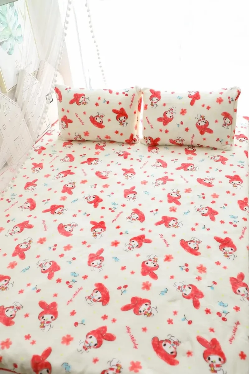 Cartoon Hello Kitty Plüschdecke Anime Flanell Kissenbezug Kawaii Sanrio Zimmerdekor Nickerchen Klimaanlage QuiltFeines Geschenk für Mädchen