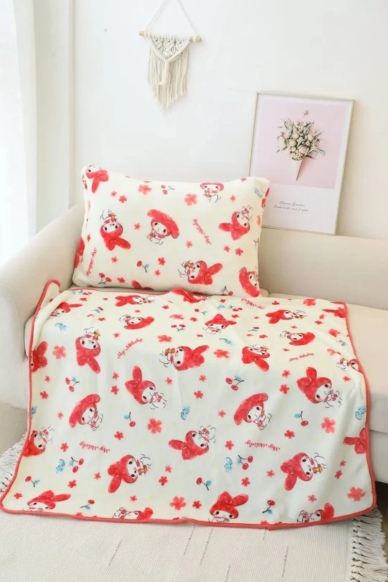 Cartoon Hello Kitty Plüschdecke Anime Flanell Kissenbezug Kawaii Sanrio Zimmerdekor Nickerchen Klimaanlage QuiltFeines Geschenk für Mädchen