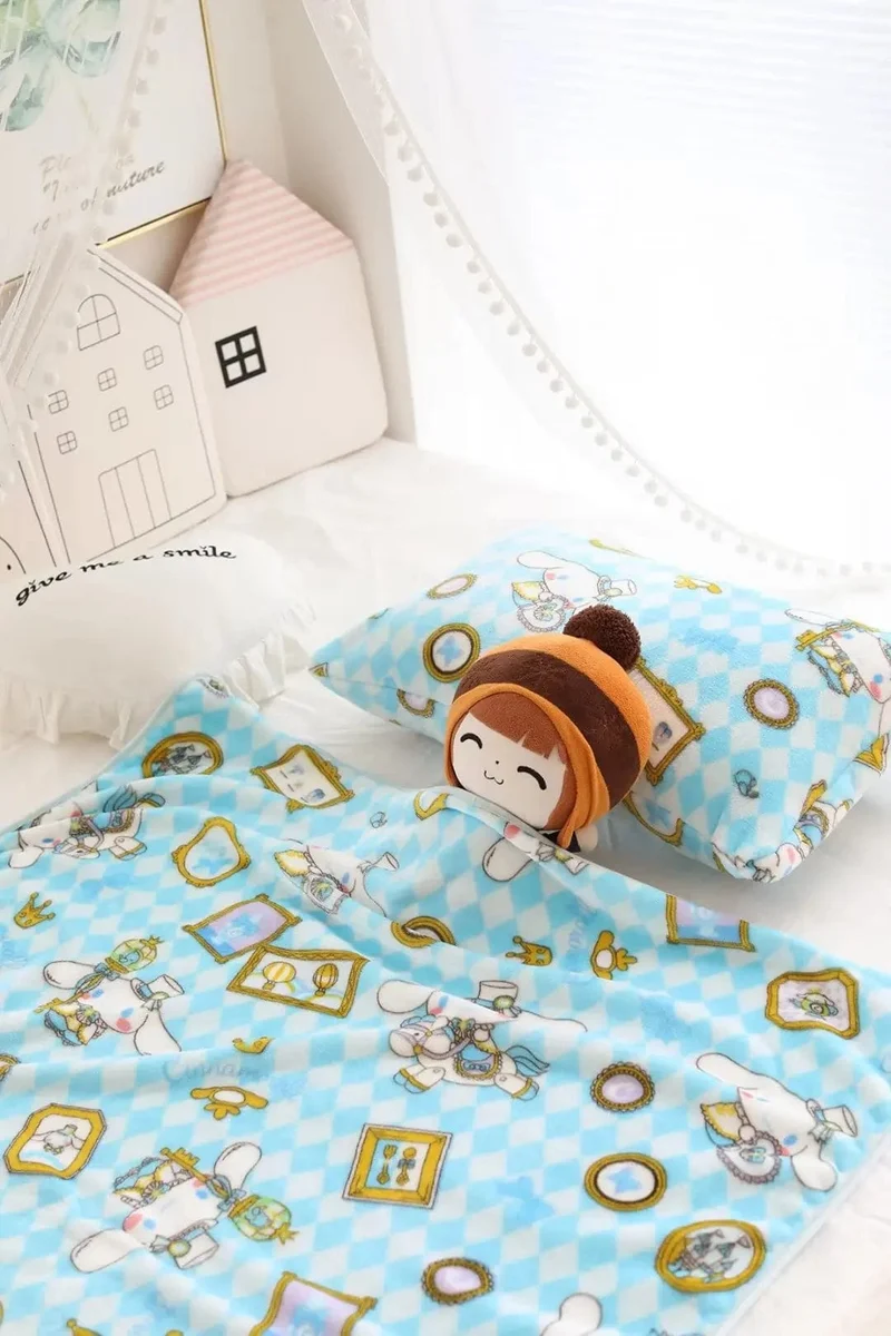 Cartoon Hello Kitty Plüschdecke Anime Flanell Kissenbezug Kawaii Sanrio Zimmerdekor Nickerchen Klimaanlage QuiltFeines Geschenk für Mädchen