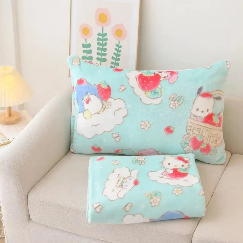 Cartoon Hello Kitty Plüschdecke Anime Flanell Kissenbezug Kawaii Sanrio Zimmerdekor Nickerchen Klimaanlage QuiltFeines Geschenk für Mädchen