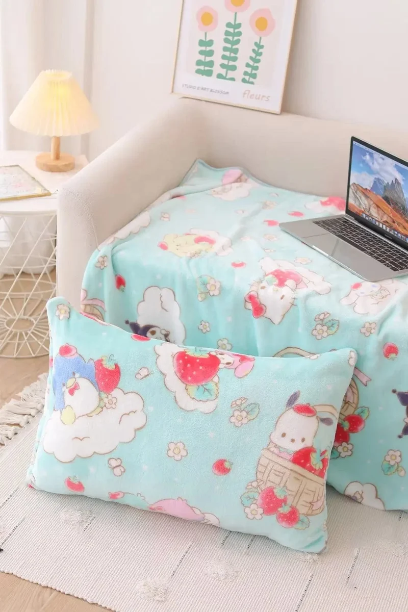 Cartoon Hello Kitty Plüschdecke Anime Flanell Kissenbezug Kawaii Sanrio Zimmerdekor Nickerchen Klimaanlage QuiltFeines Geschenk für Mädchen