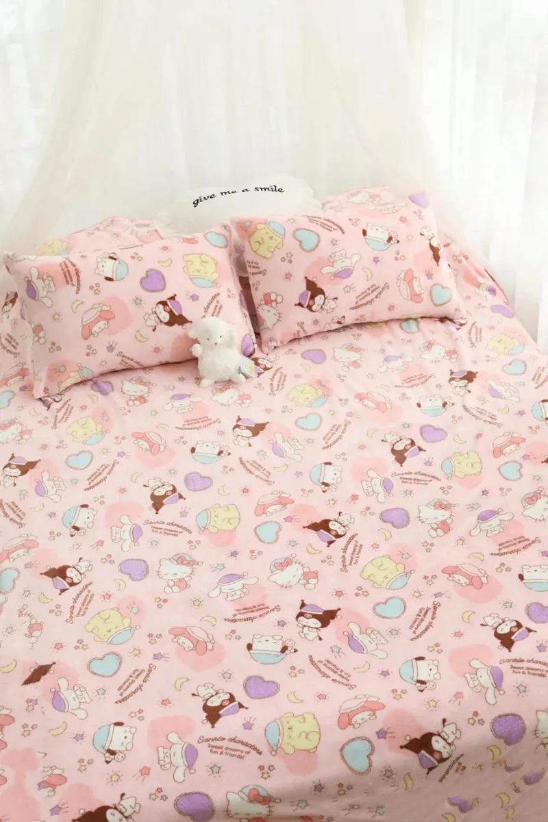 Cartoon Hello Kitty Plüschdecke Anime Flanell Kissenbezug Kawaii Sanrio Zimmerdekor Nickerchen Klimaanlage QuiltFeines Geschenk für Mädchen