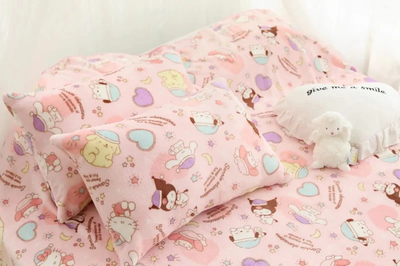 Cartoon Hello Kitty Plüschdecke Anime Flanell Kissenbezug Kawaii Sanrio Zimmerdekor Nickerchen Klimaanlage QuiltFeines Geschenk für Mädchen