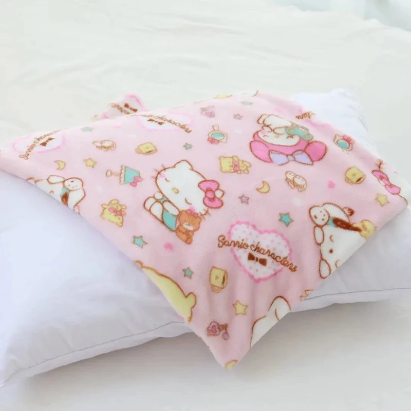 Cartoon Hello Kitty Plüschdecke Anime Flanell Kissenbezug Kawaii Sanrio Zimmerdekor Nickerchen Klimaanlage QuiltFeines Geschenk für Mädchen