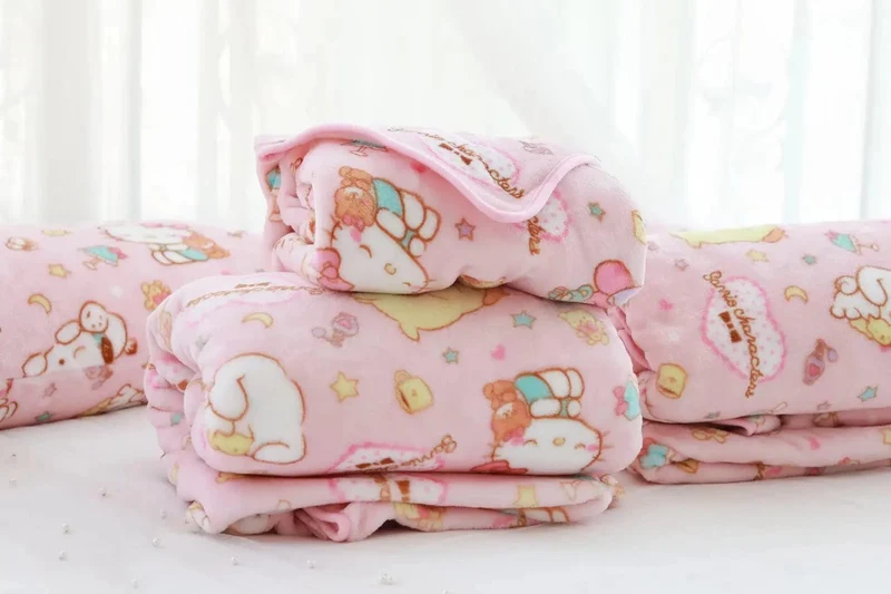 Cartoon Hello Kitty Plüschdecke Anime Flanell Kissenbezug Kawaii Sanrio Zimmerdekor Nickerchen Klimaanlage QuiltFeines Geschenk für Mädchen