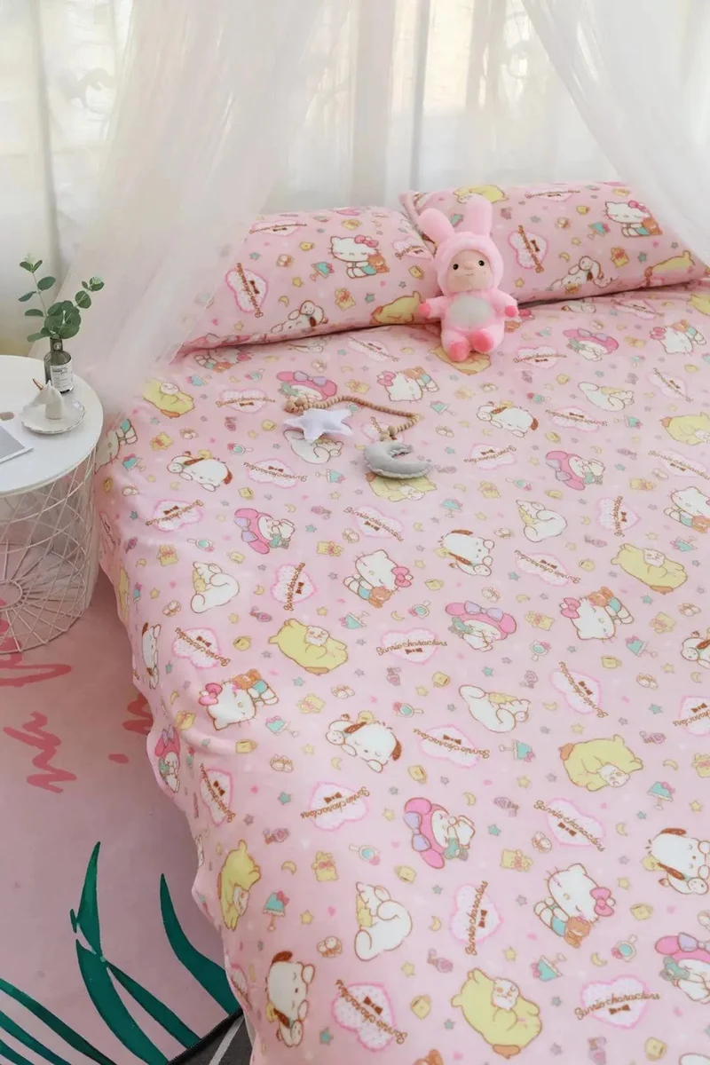Cartoon Hello Kitty Plüschdecke Anime Flanell Kissenbezug Kawaii Sanrio Zimmerdekor Nickerchen Klimaanlage QuiltFeines Geschenk für Mädchen