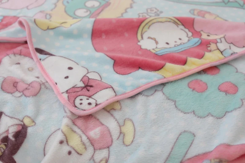 Cartoon Hello Kitty Plüschdecke Anime Flanell Kissenbezug Kawaii Sanrio Zimmerdekor Nickerchen Klimaanlage QuiltFeines Geschenk für Mädchen