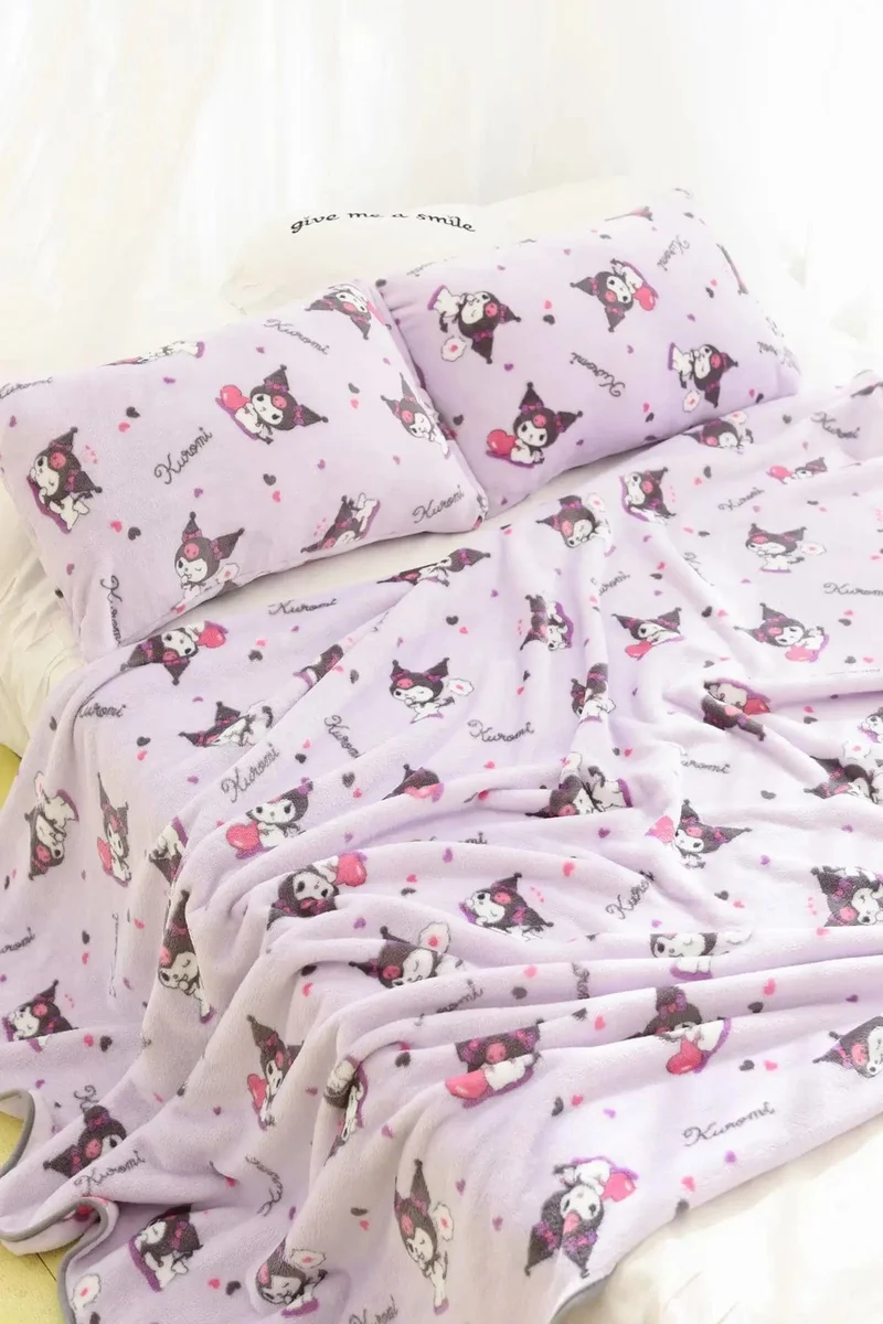 Cartoon Hello Kitty Plüschdecke Anime Flanell Kissenbezug Kawaii Sanrio Zimmerdekor Nickerchen Klimaanlage QuiltFeines Geschenk für Mädchen