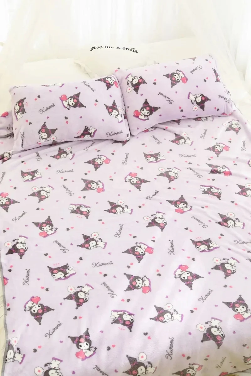 Cartoon Hello Kitty Plüschdecke Anime Flanell Kissenbezug Kawaii Sanrio Zimmerdekor Nickerchen Klimaanlage QuiltFeines Geschenk für Mädchen