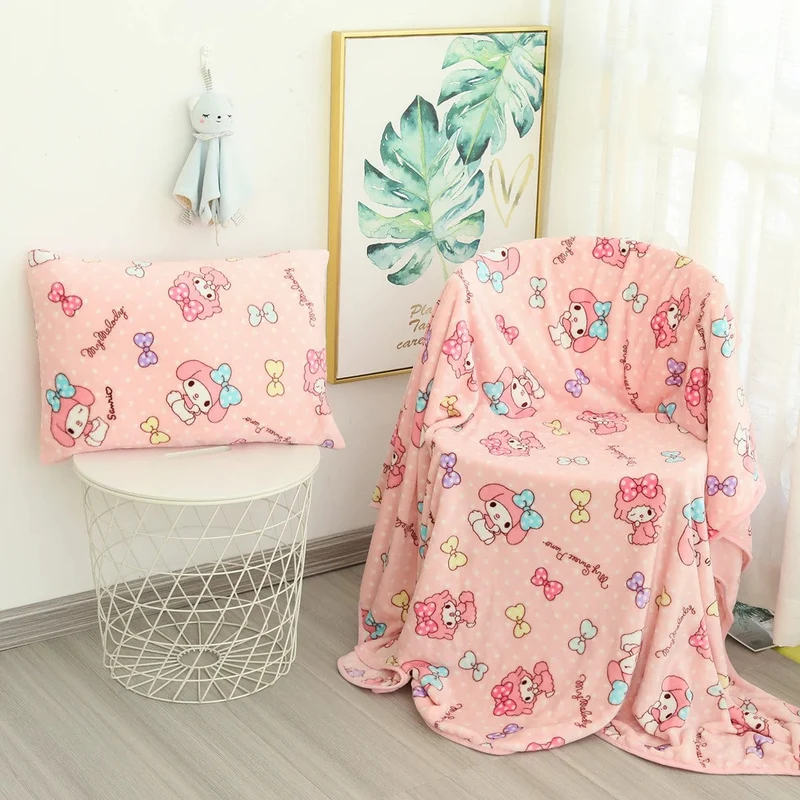 Cartoon Hello Kitty Plüschdecke Anime Flanell Kissenbezug Kawaii Sanrio Zimmerdekor Nickerchen Klimaanlage QuiltFeines Geschenk für Mädchen