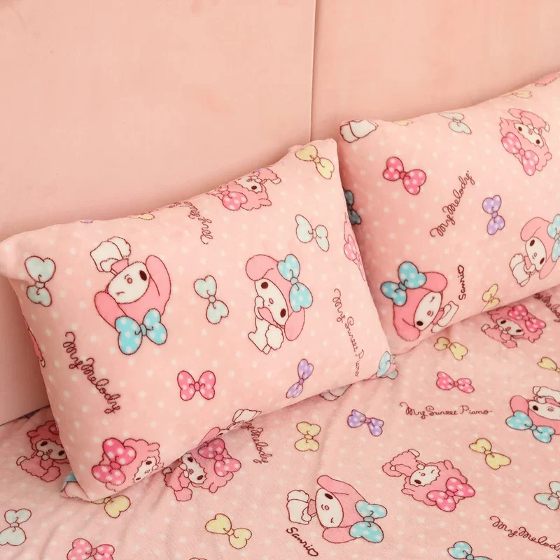 Cartoon Hello Kitty Plüschdecke Anime Flanell Kissenbezug Kawaii Sanrio Zimmerdekor Nickerchen Klimaanlage QuiltFeines Geschenk für Mädchen