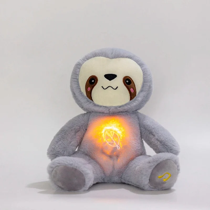 Kawaii Atmendes Faultier Plüschtier Baby Beruhigende Bär Puppe Baby Schlafbegleiter Sound und Licht Plüschtier