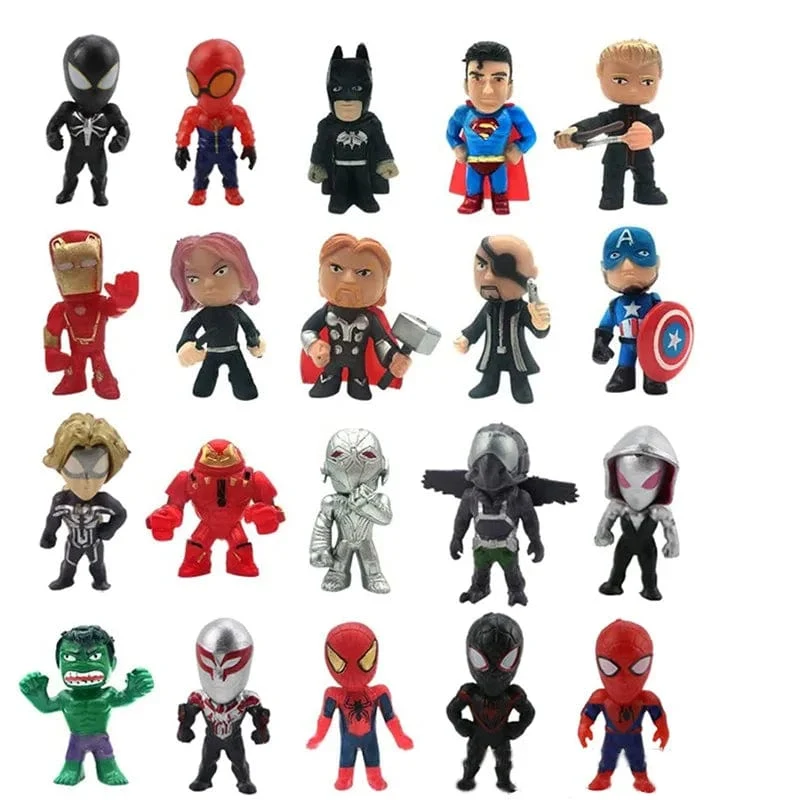 Disney 20 teile/satz Marvel Avengers Hulk Thor Spider Man Venom Kapitän Dekoration action Figur Kapsel Spielzeug für kinder Weihnachten Geschenk