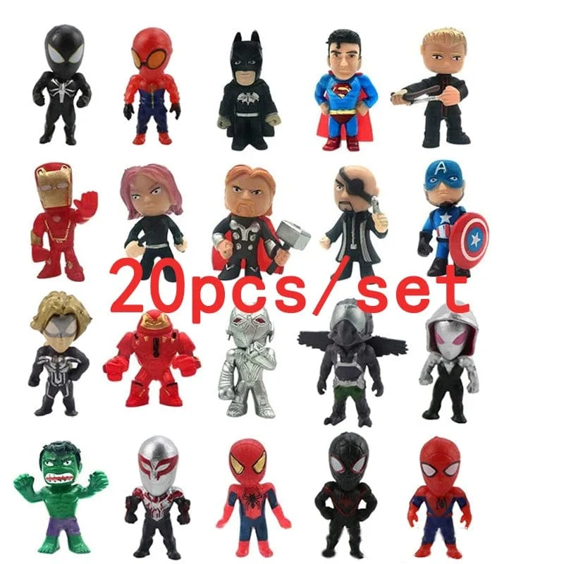 Disney 20 teile/satz Marvel Avengers Hulk Thor Spider Man Venom Kapitän Dekoration action Figur Kapsel Spielzeug für kinder Weihnachten Geschenk