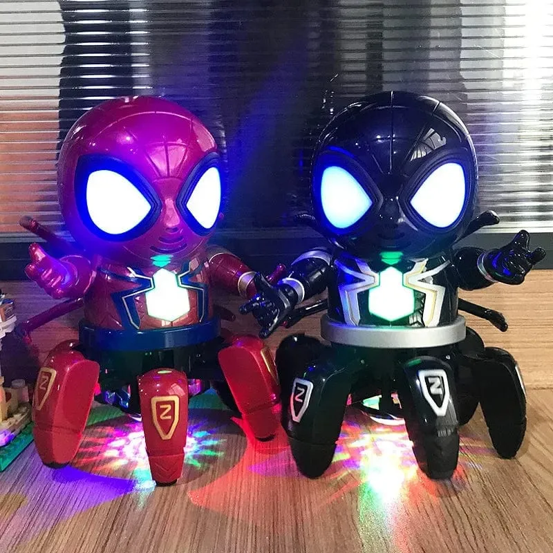 Marvel Spider-Man Tanzender Roboter mit Musiklicht, elektrisches Puppenspielzeug, Spiderman-Actionfiguren, lustige Geburtstagsgeschenke für Babys und Kinder